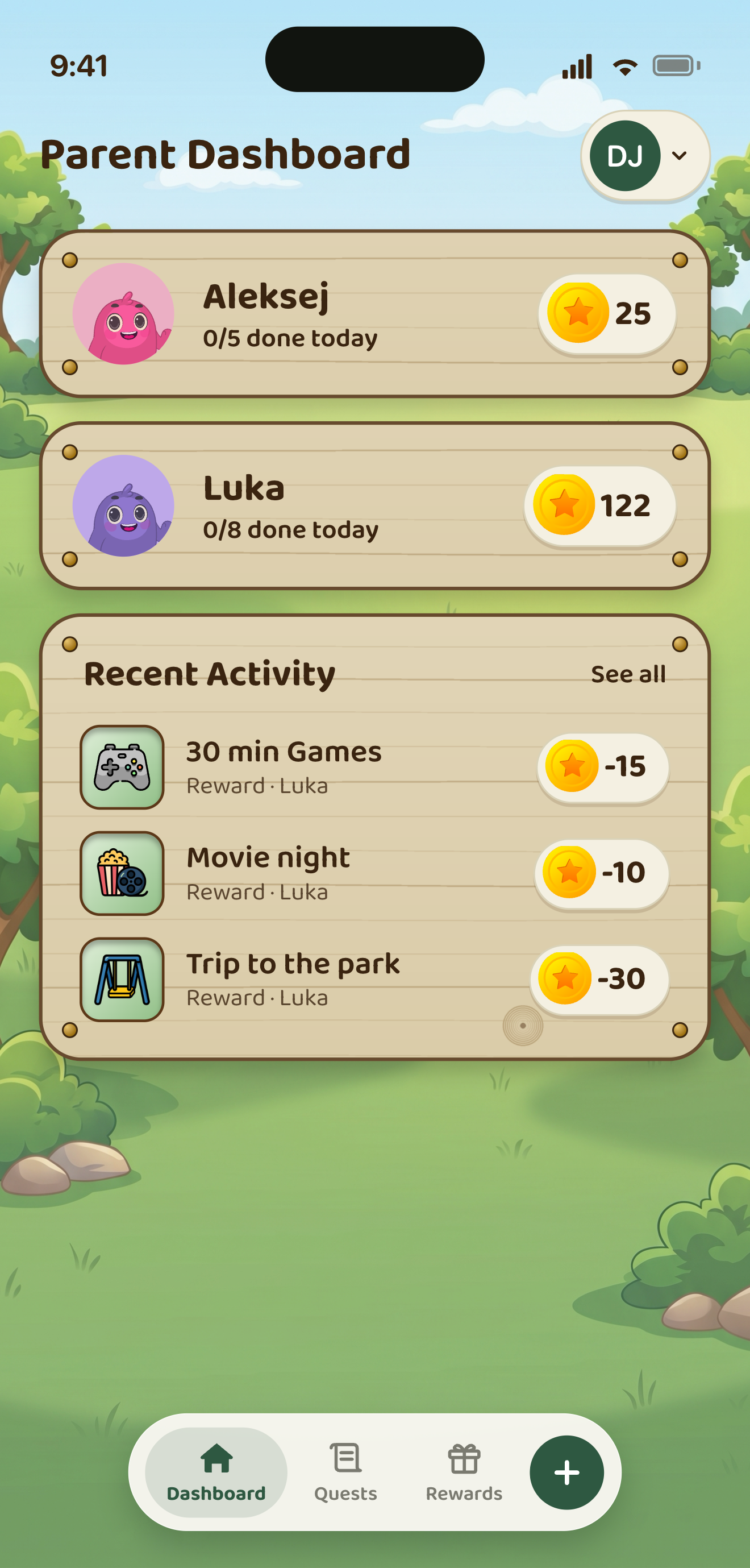 Parent dashboard